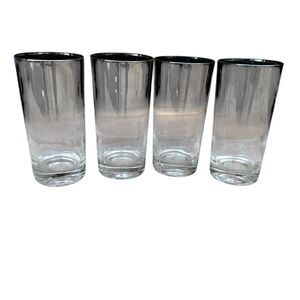 Vintage MCM Silver Mercury Fade Ombre Highball Tall Glass Set Of 4 Thorpe